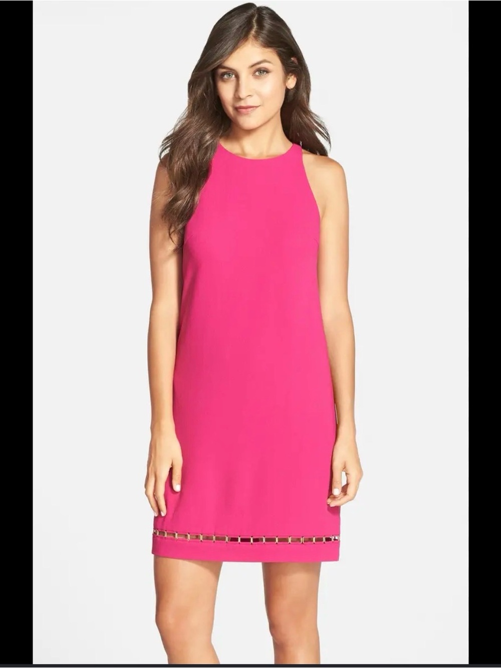 Trina Turk ‘Alek’ Hot Pink Shift Dress with Hem Detailing